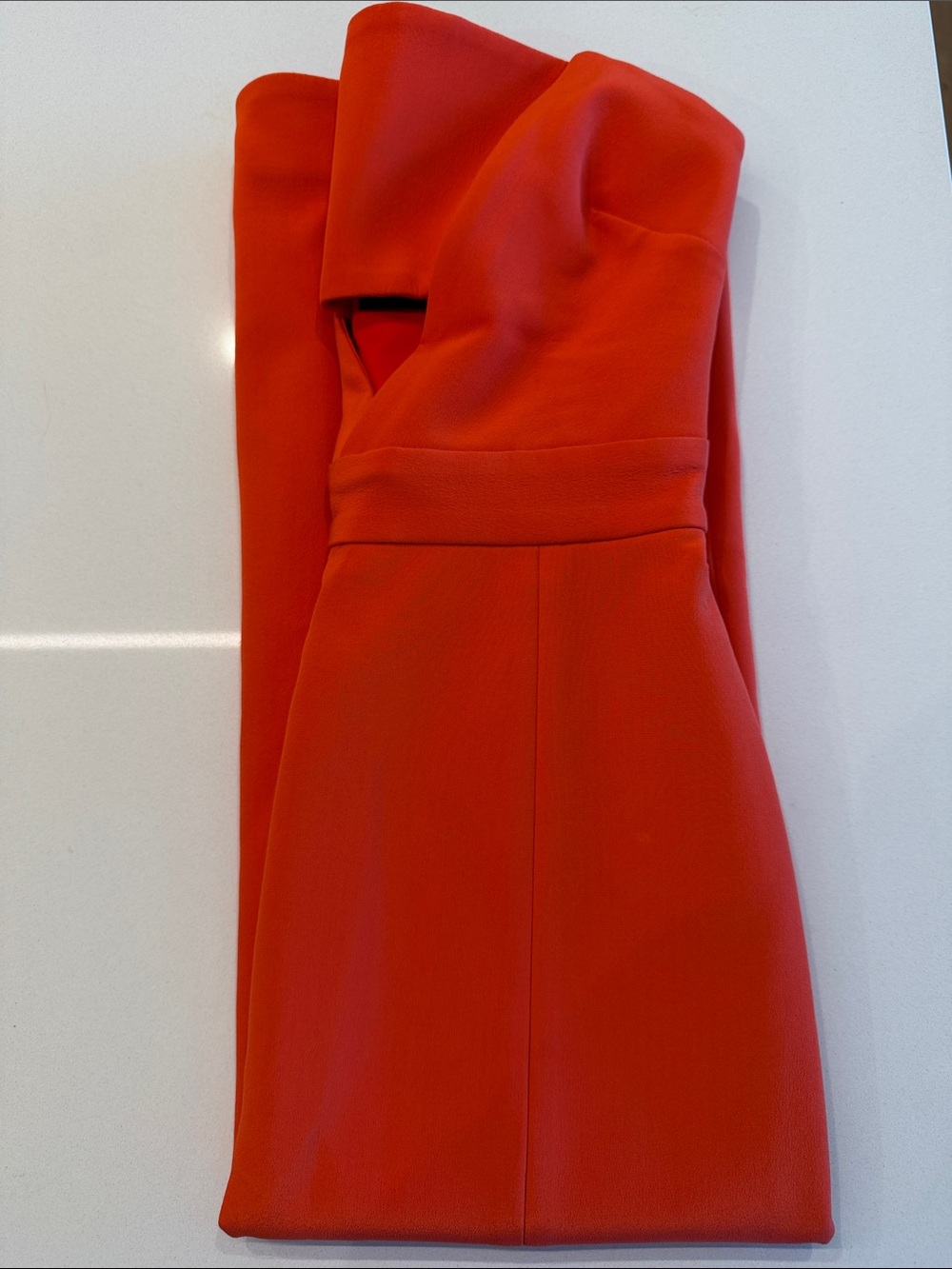 NICHOLAS Orange Coral Red Silk Strapless Cutout Front Slit Cocktail Dress Size 2 - Picture 10 of 15